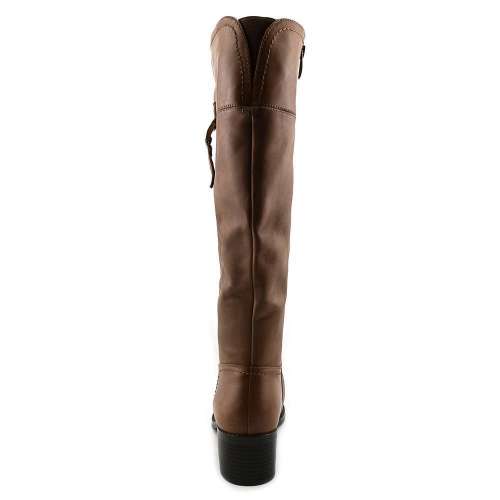 Franco Sarto Lizbeth Wide Calf Women Round Toe Leather Brown Knee High Boot